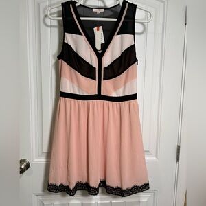 Margo & Sebastian Colorblock Chiffon Fit & Flare Dress Size 13 Junior NWT